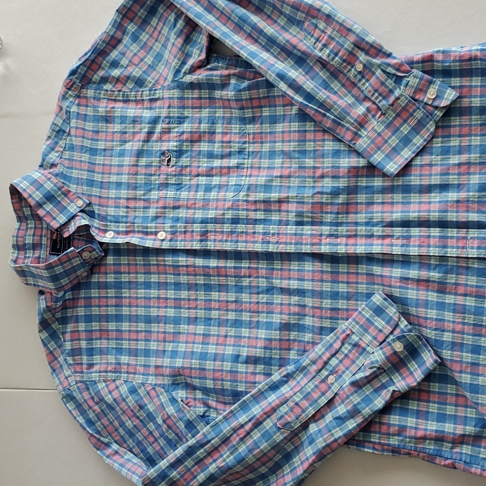 Vineyard Vines Slim Fit Tucker Shirt Men's Sz Medium Long Sleeve Button Up Plaid